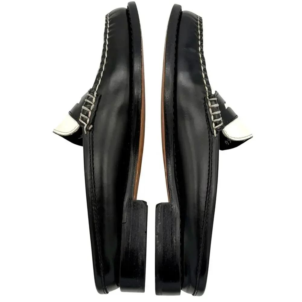 G.H. Bass Weejuns Two Tone Penny Loafer Mule Slides Black White Size 6